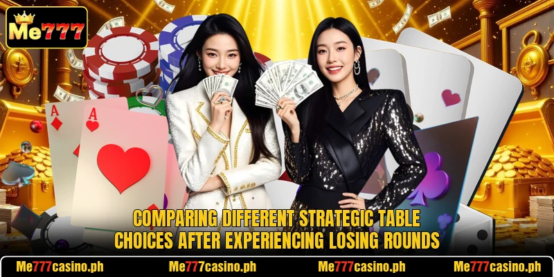 Comparing different strategic table choices after experiencing losing rounds Comparing different strategic table choices after experiencing losing rounds