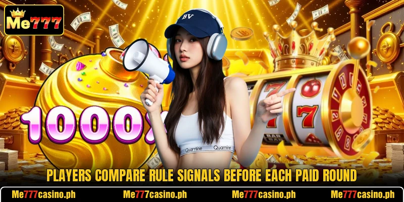 Players compare rule signals before each paid round Players compare rule signals before each paid round